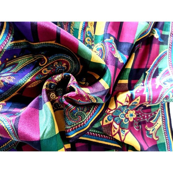 Albert Nipon Unisex Silk Scarf Rectangle Paisley Hand Rolled 52*10" Made InJapan - Picture 7 of 7